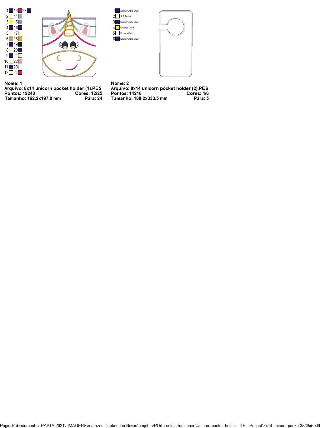 Unicorn Pocket Holder - ITH Project - Machine Embroidery Design