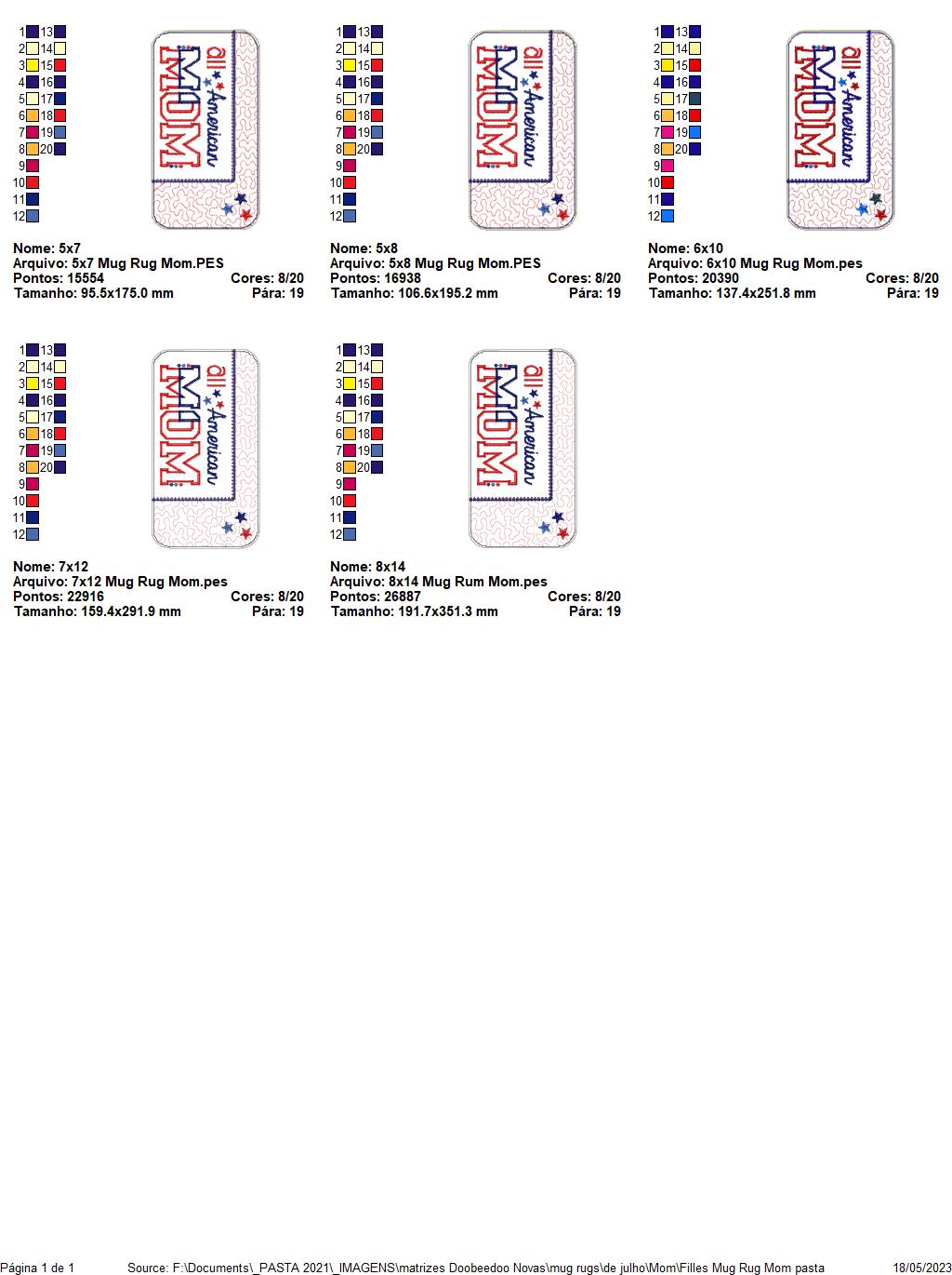 Mom 4th of July Mug Rug - ITH Project - Machine Embroidery Design