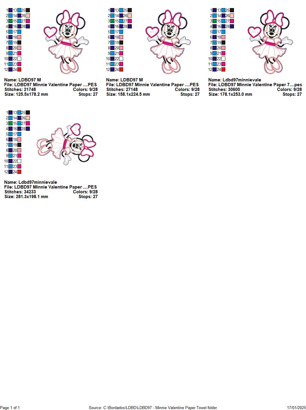 Minnie Valentine Paper Towel Holder Cover - ITH Project - Machine Embroidery Design