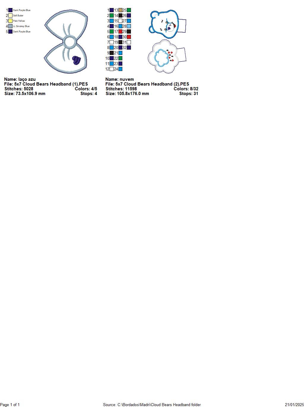 Grumpy Bear Headband - ITH Project - Machine Embroidery Design