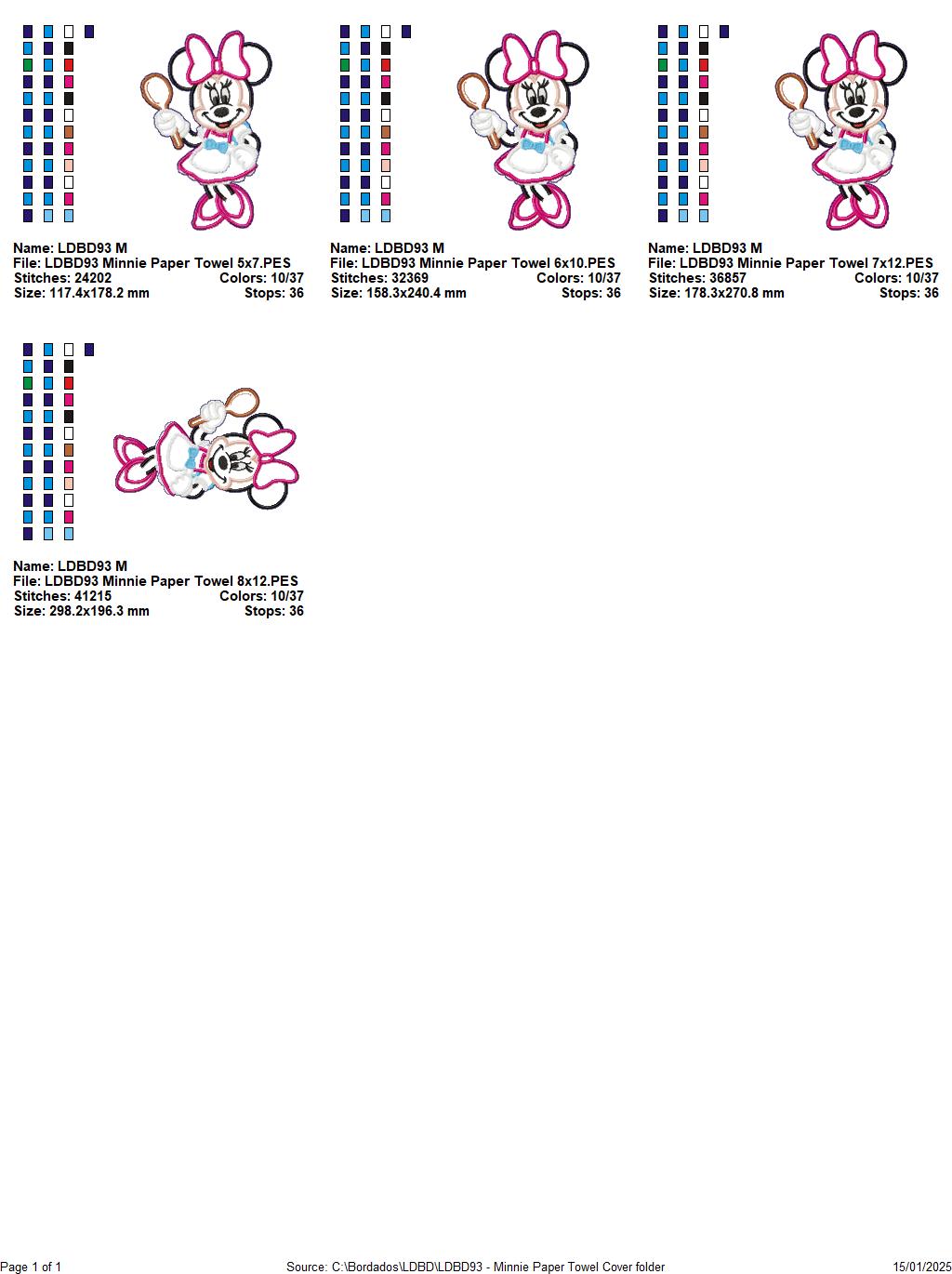 Minnie Cooking Paper Towel Holder Cover - ITH Project - Machine Embroidery Design