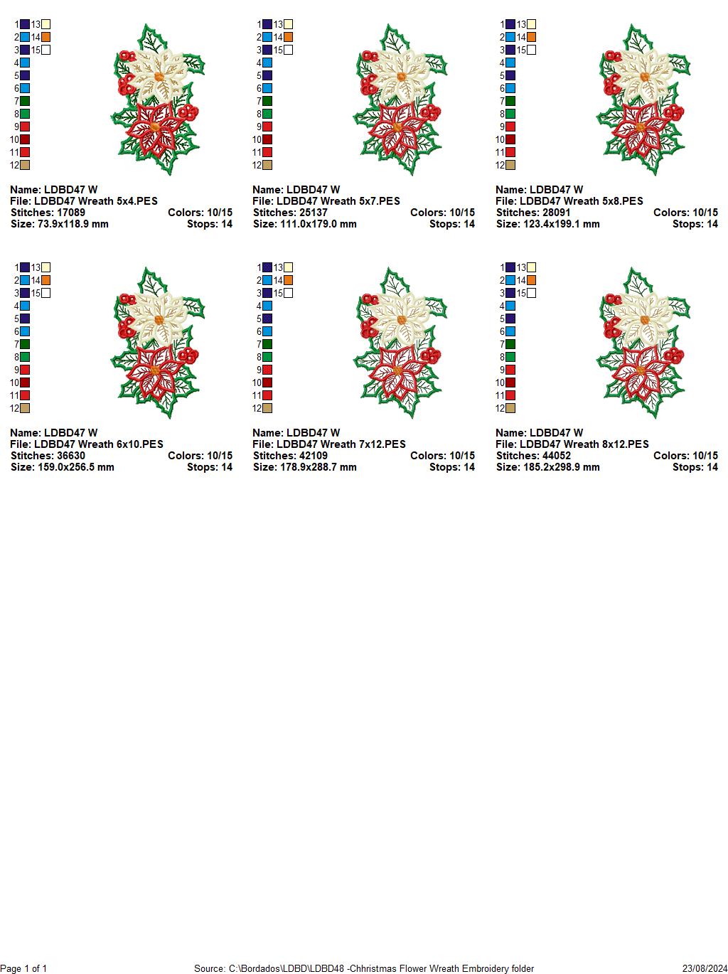 Christmas Poinsettia Flowers - Applique - Machine Embroidery Design