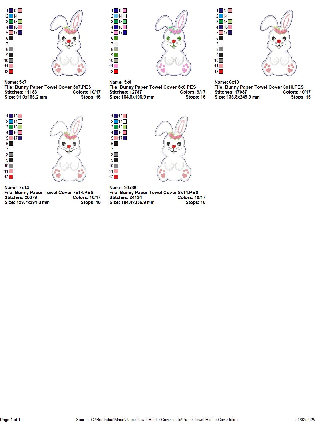 Bunny with Flowers Paper Towel Holder Cover - ITH Project - Machine Embroidery Design