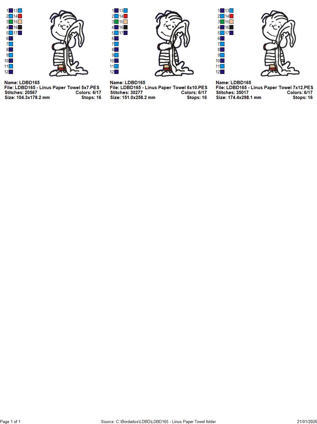 Linus with Blanket Paper Towel Holder Cover - ITH Project - Machine Embroidery Design