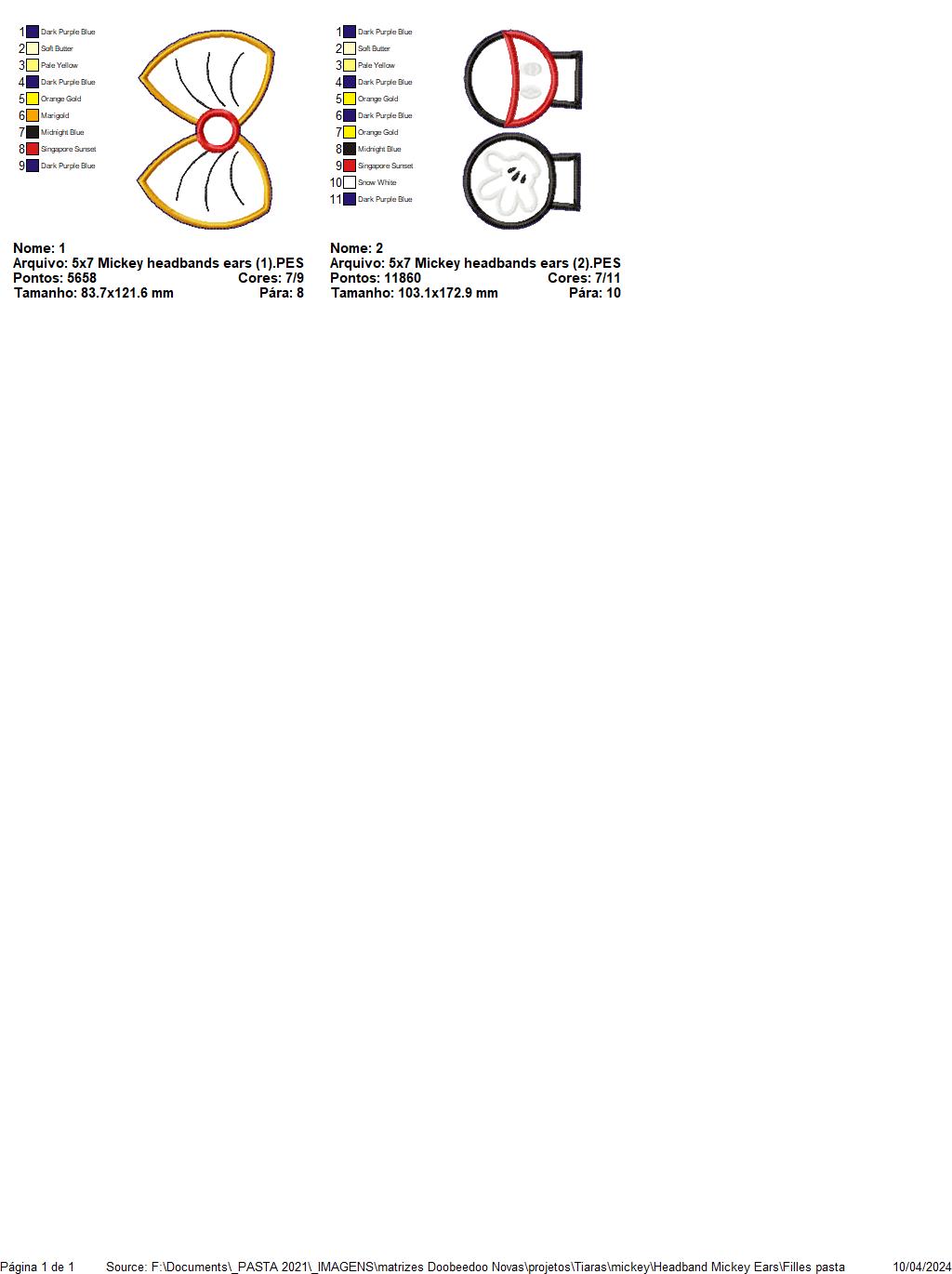 Mickey Ears Headbands - ITH Project - Machine Embroidery Design