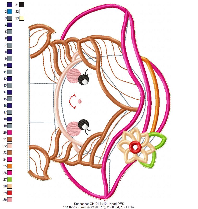 Sunbonnet Doll - ITH Project - Machine Embroidery Design