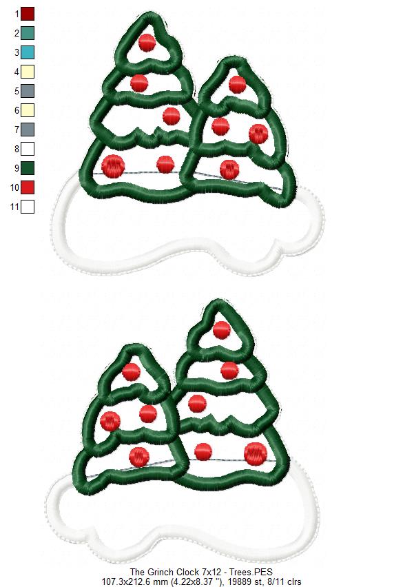 The Grinch Clock Ornament - ITH Project - Machine Embroidery Design