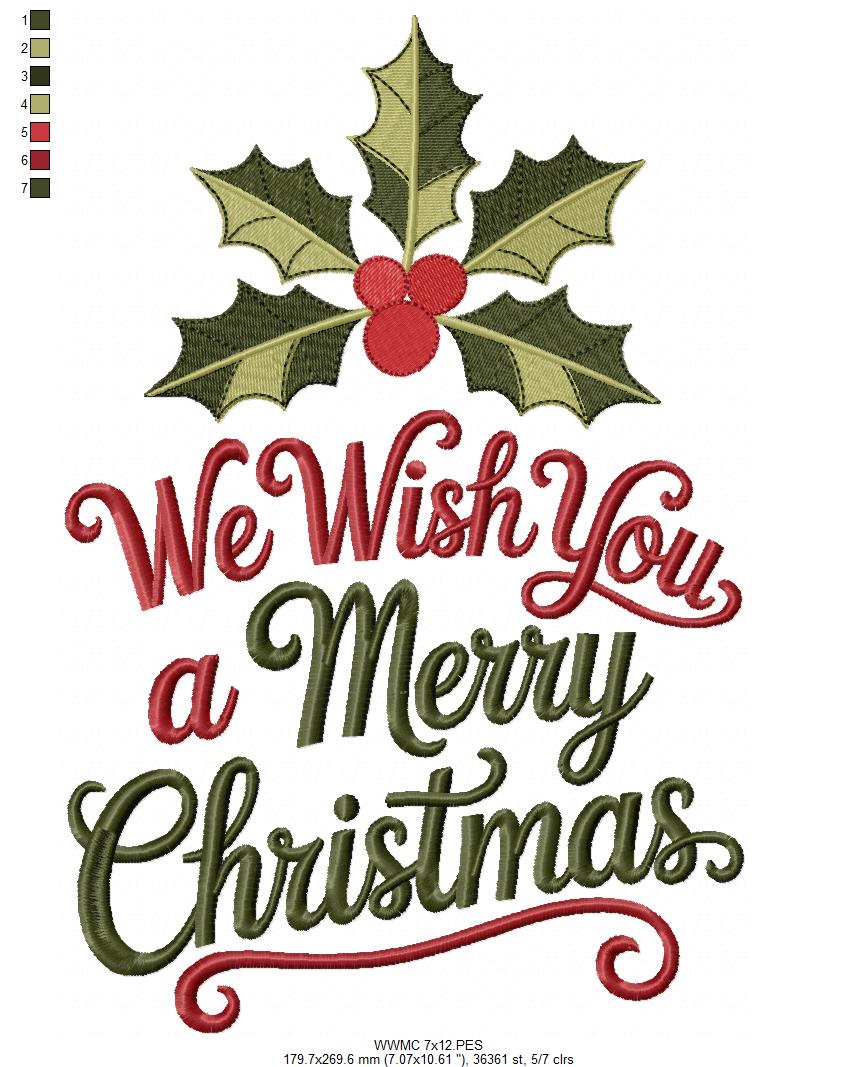 Sweet Christmas Wishes Lettering – Satin Stitch – Machine Embroidery Design