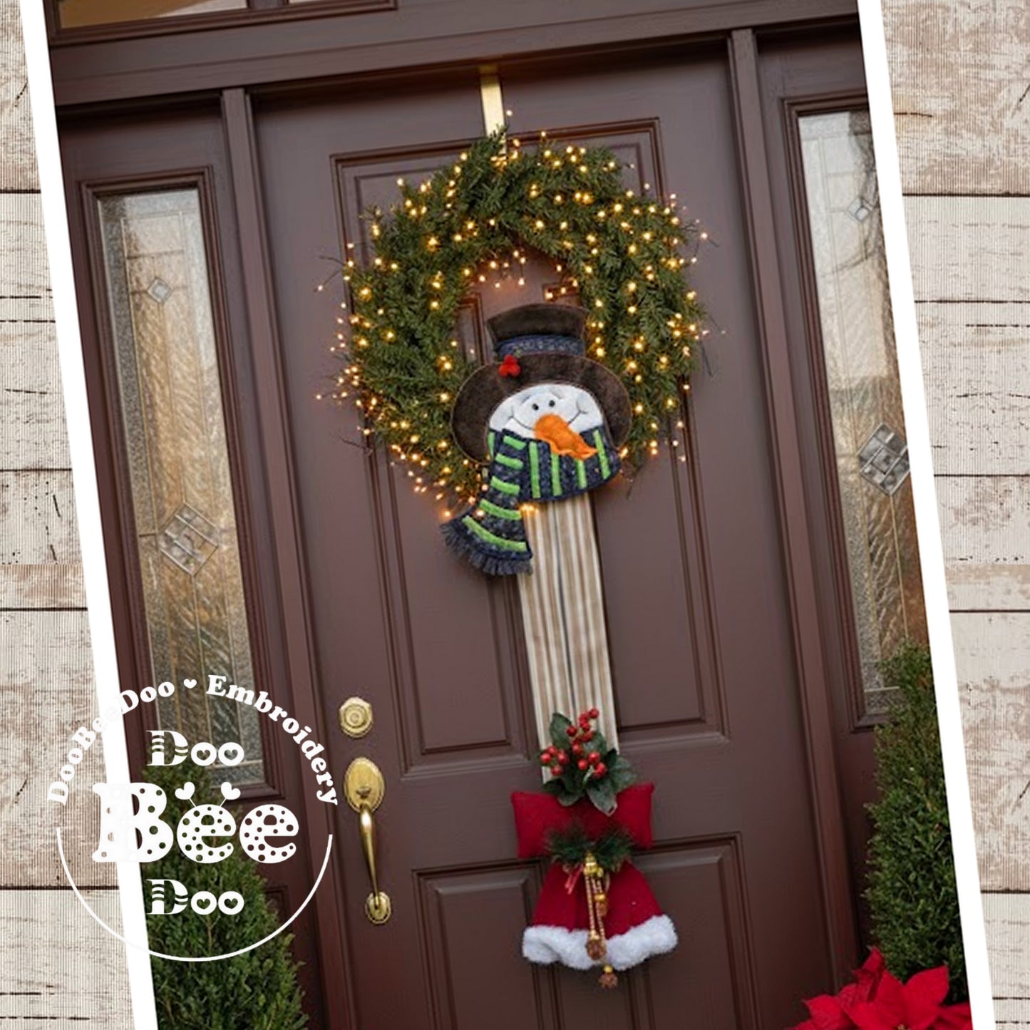 Snowman with Black Hat Door Hanger – ITH Project – Machine Embroidery Design