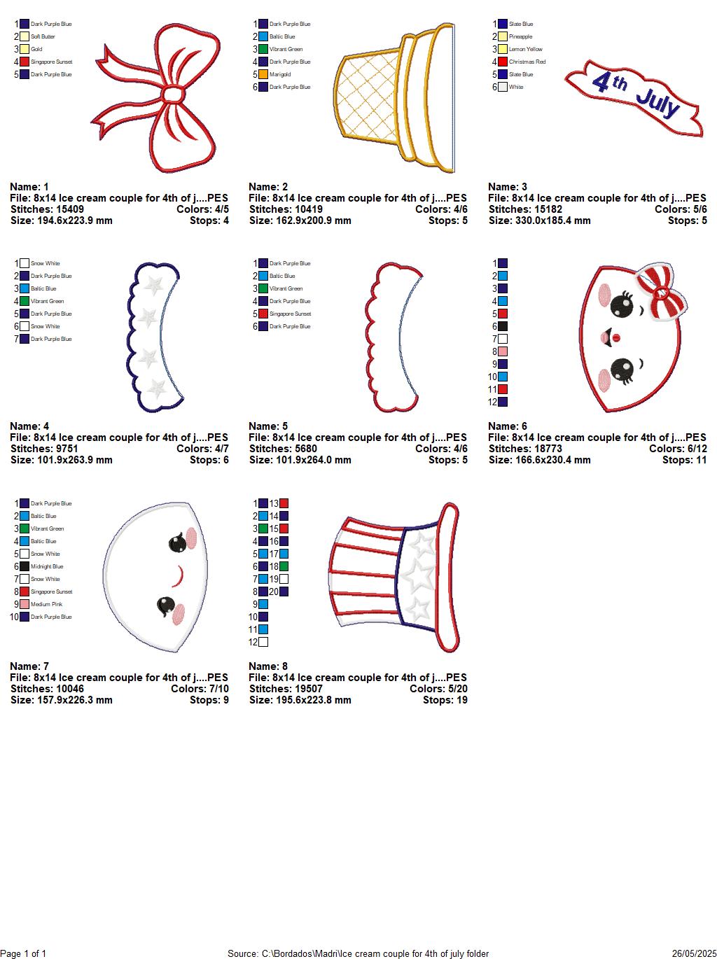 Patriotic Ice Cream Love Duo π¦β€οΈπ β ITH Project β Machine Embroidery Design