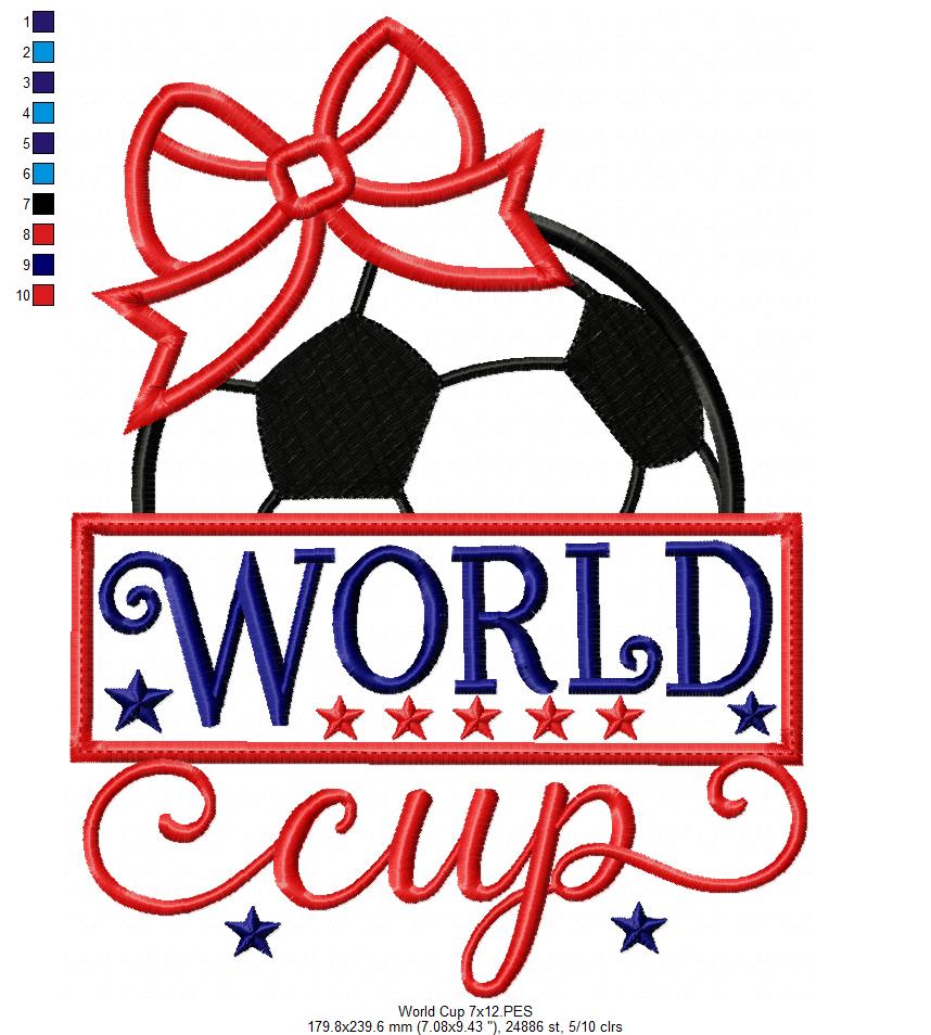 Patriotic World Cup - Appliqué - Machine Embroidery Design
