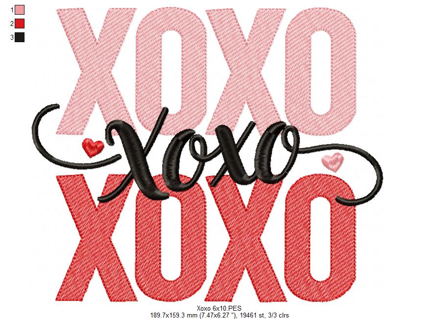 XOXO Love – Sketch Stitch – Machine Embroidery Design
