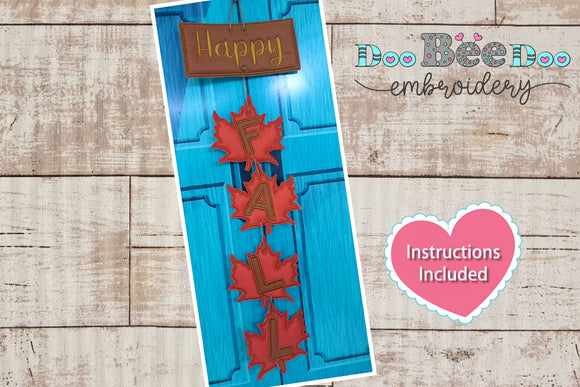Happy Fall Door Ornament - ITH Project - Machine Embroidery Design