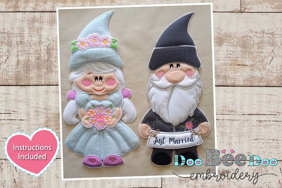 Bride and Groom Gnomes- ITH Project - Machine Embroidery Design