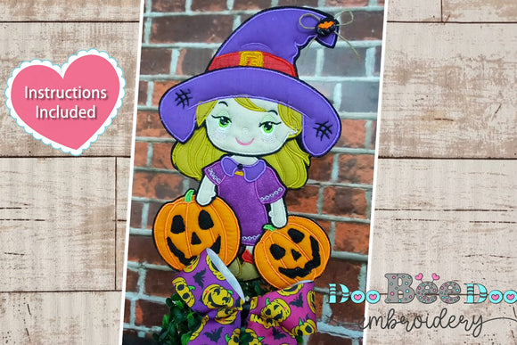 Little Witch with Pumpkins - ITH Project - Machine Embroidery Design