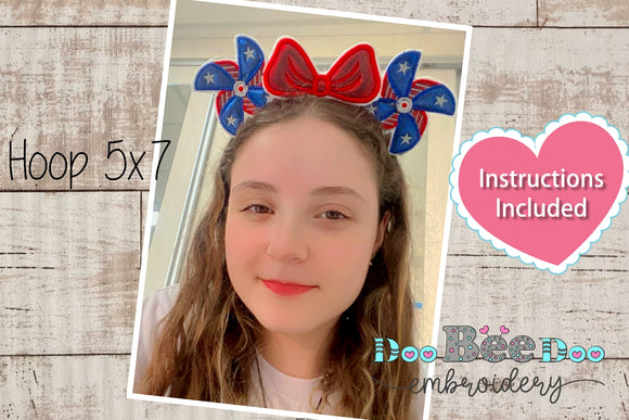 Weathervane Headband for 4th of July - ITH Project - Machine Embroidery Design