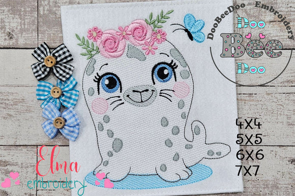 Beautiful Spring Seal - Rippled Stitch - Machine Embroidery Design