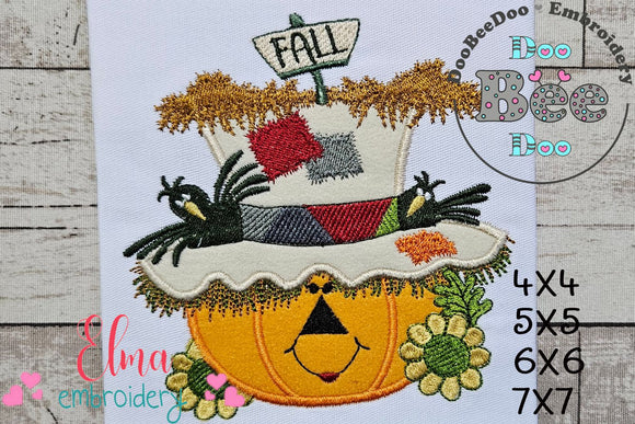 Pumpkin Fall Scarecrow - Applique Embroidery