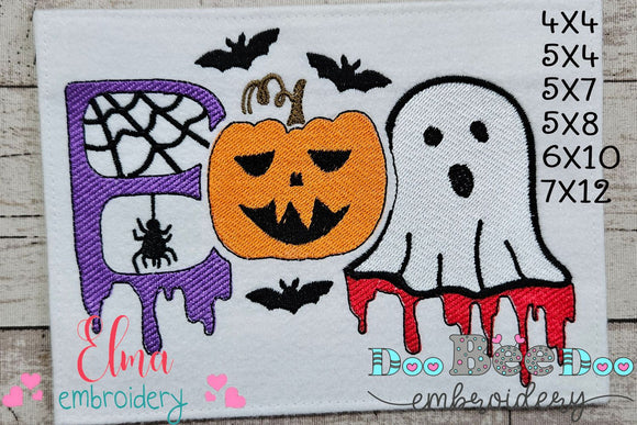Halloween Boo Spider, Pumpkin and Ghost - Fill Stitch Embroidery
