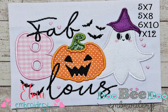 Halloween FaBOOlous Ghost and Pumpkin - Applique Embroidery