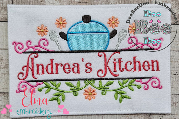 Pot and Cutlery Kitchen Split - Fill Stitch - Machine Embroidery Design