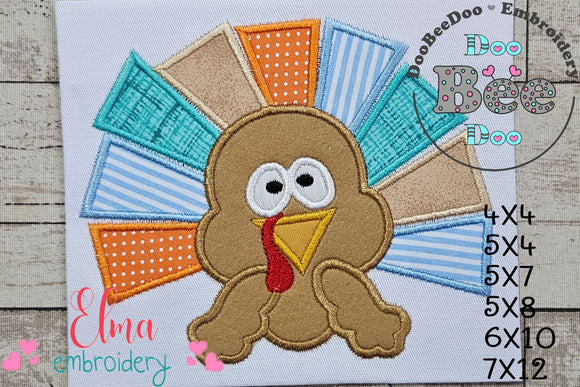 Thanksgiving Colorful Turkey Boy - Applique Embroidery