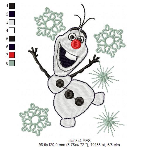 Snowman Olaf - Fill Stitch - Machine Embroidery Design