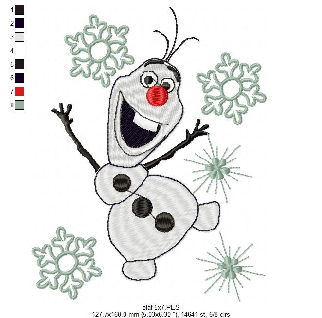 Snowman Olaf - Fill Stitch - Machine Embroidery Design