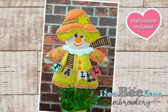 Scarecrow girl Door Ornament - ITH Project - Machine Embroidery Design