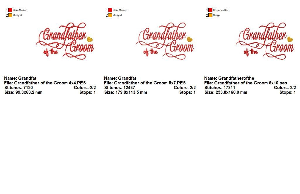 Elegant Grandfather of the Groom - Satin Stitch - Machine Embroidery Design