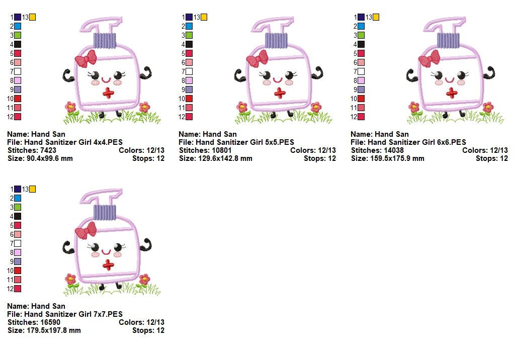 Hand Sanitizer Set (Boy & Girl) – Appliqué – Machine Embroidery Design