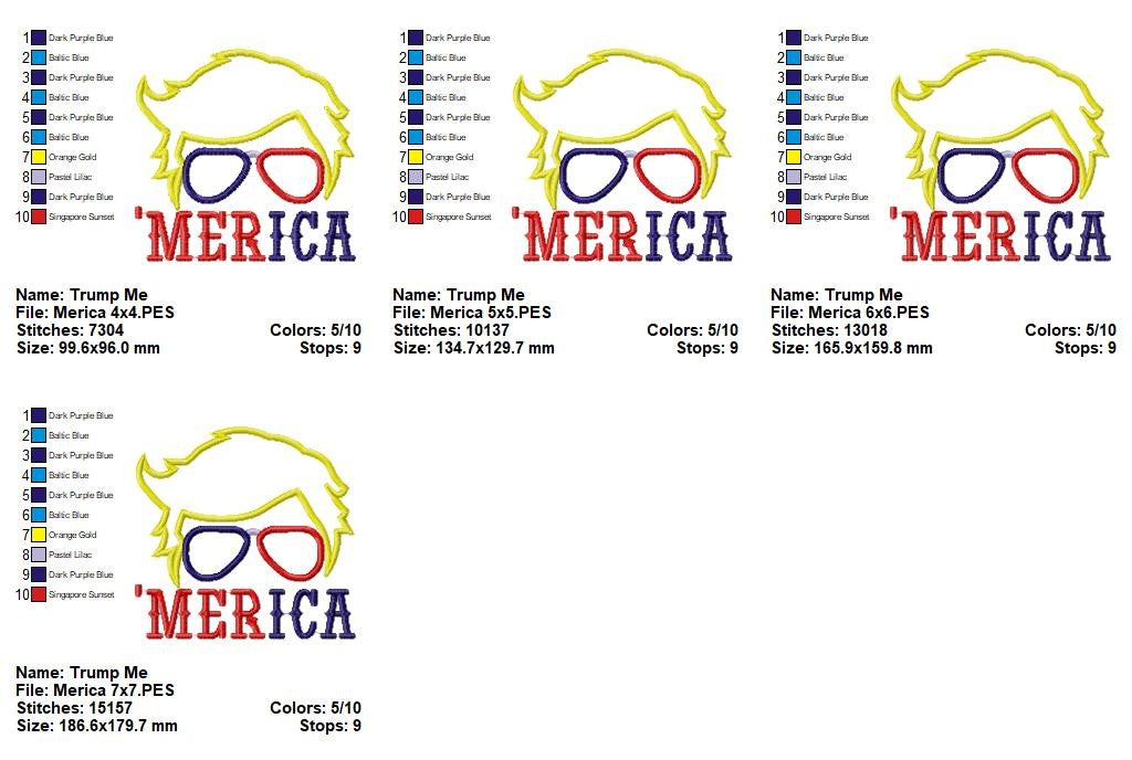 Patriotic 'Merica - Applique - Machine Embroidery Design