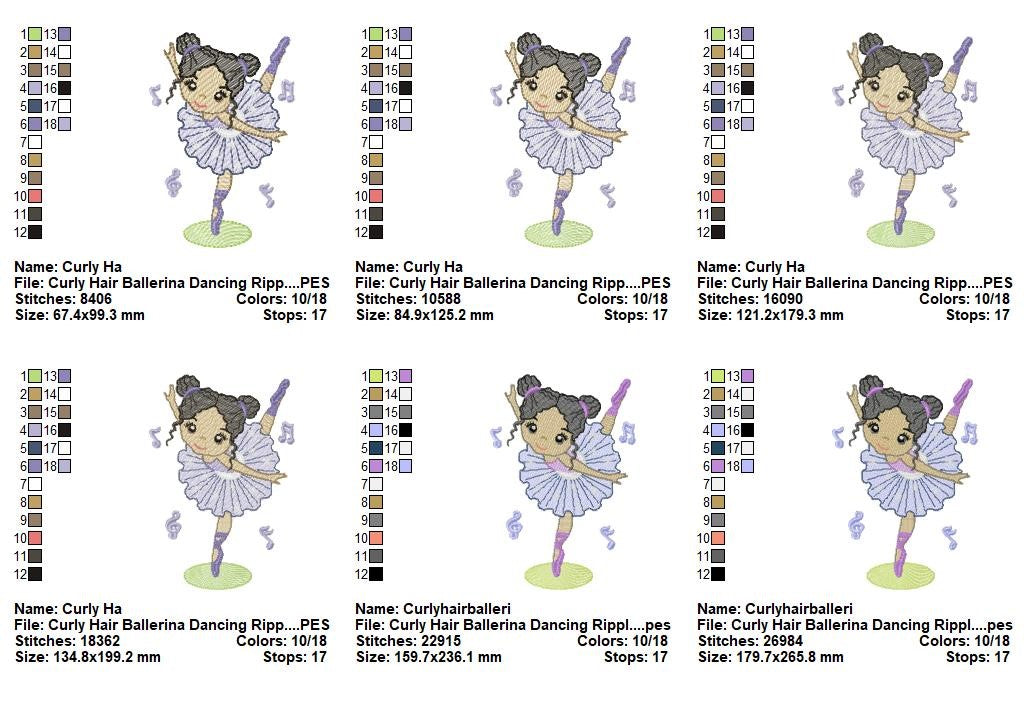 Twirling Ballet Princess - Fill & Sketch Stitch - Machine Embroidery Design