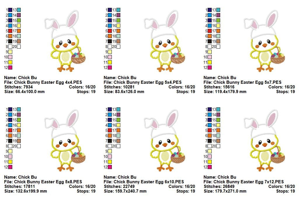 Easter Bunny Chick with Basket - Appliqué – Machine Embroidery Design