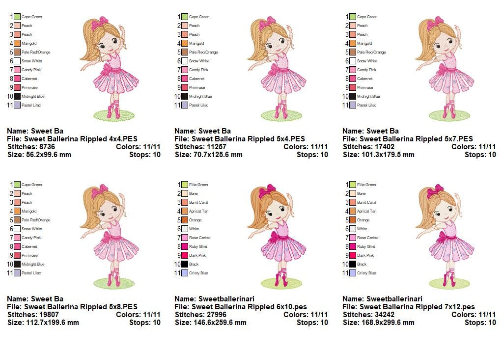 Sweet Ballerina - Sketch Stitch - Machine Embroidery Design