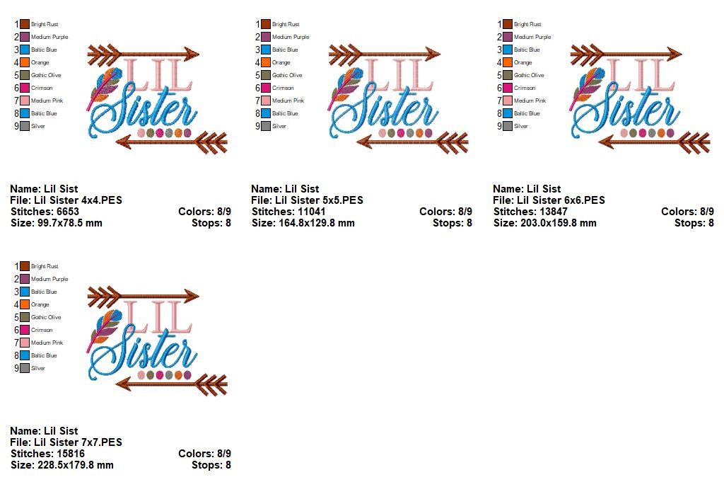 Lil Sister Embroidery Design – Fill Stitch – Machine Embroidery Design