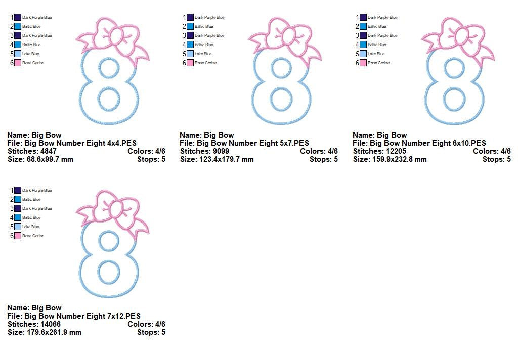 Big Bow Number Eight - Appliqué - Machine Embroidery Design