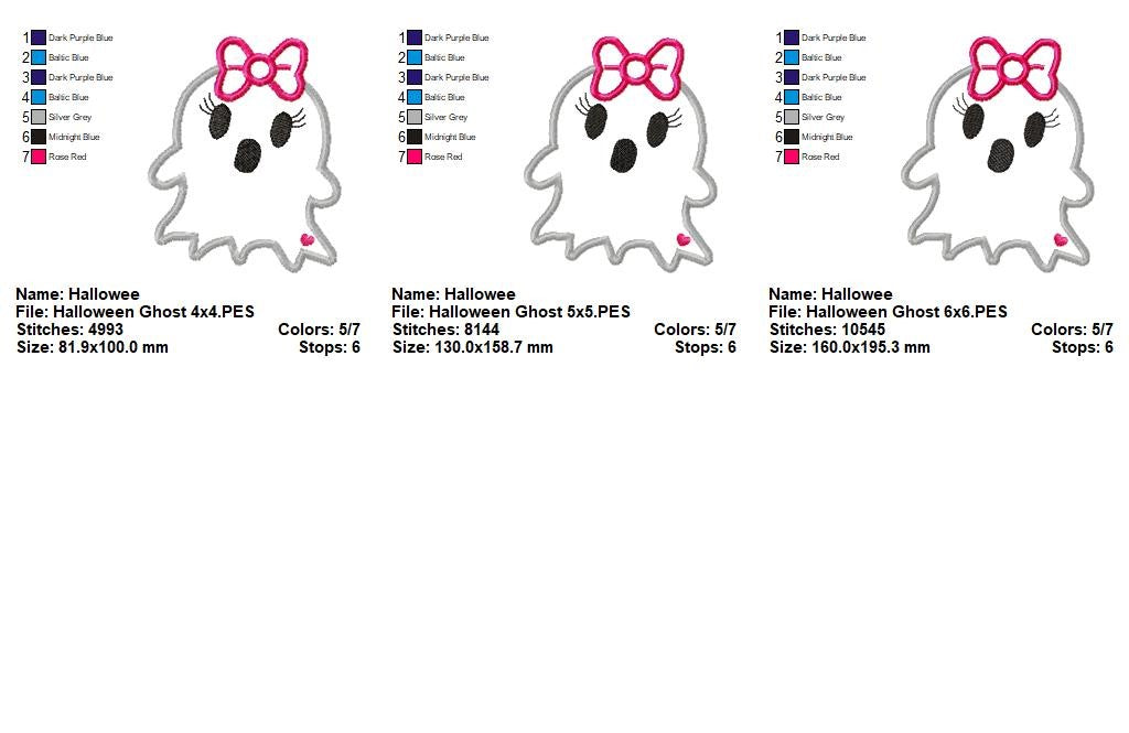 Cute Ghost Girl – Appliqué – Machine Embroidery Design