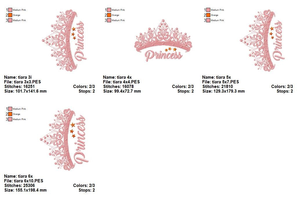 Princess Tiara – Satin Stitch – Machine Embroidery Design
