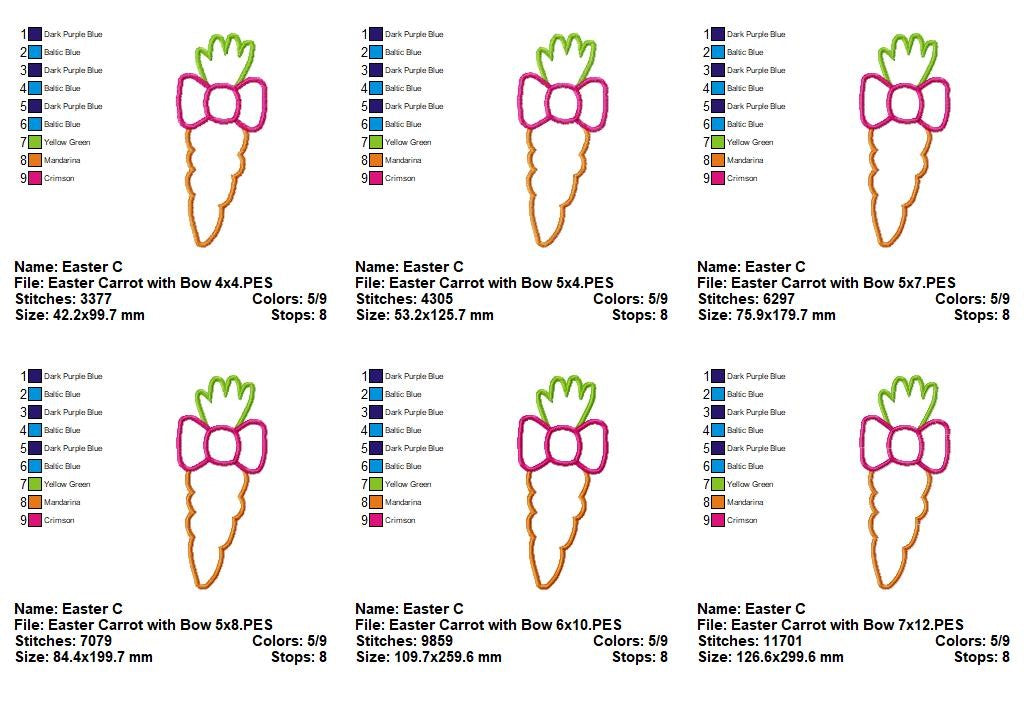 Sweet Carrot with Bow – Appliqué – Machine Embroidery Design
