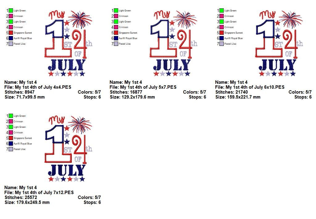My First 4th of July - Appliqué – Machine Embroidery Design