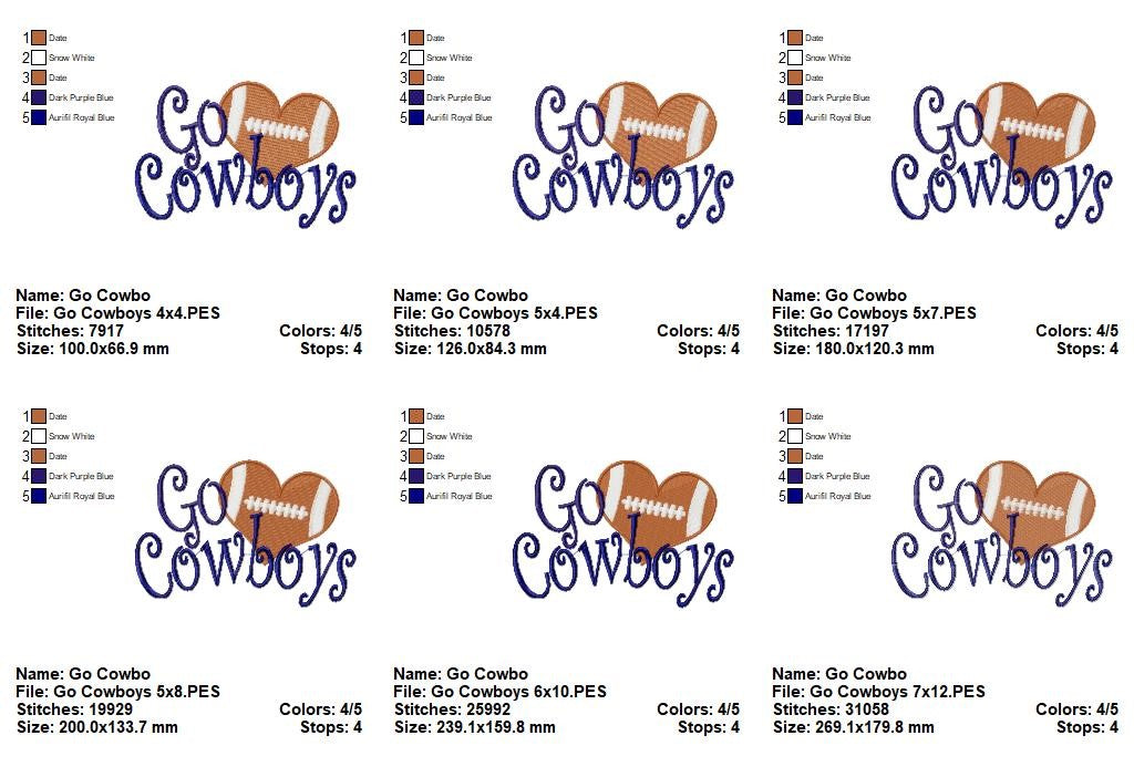 Go Cowboys – Fill Stitch – Machine Embroidery Design