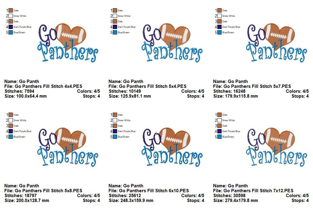 Go Panthers – Fill Stitch – Machine Embroidery Design