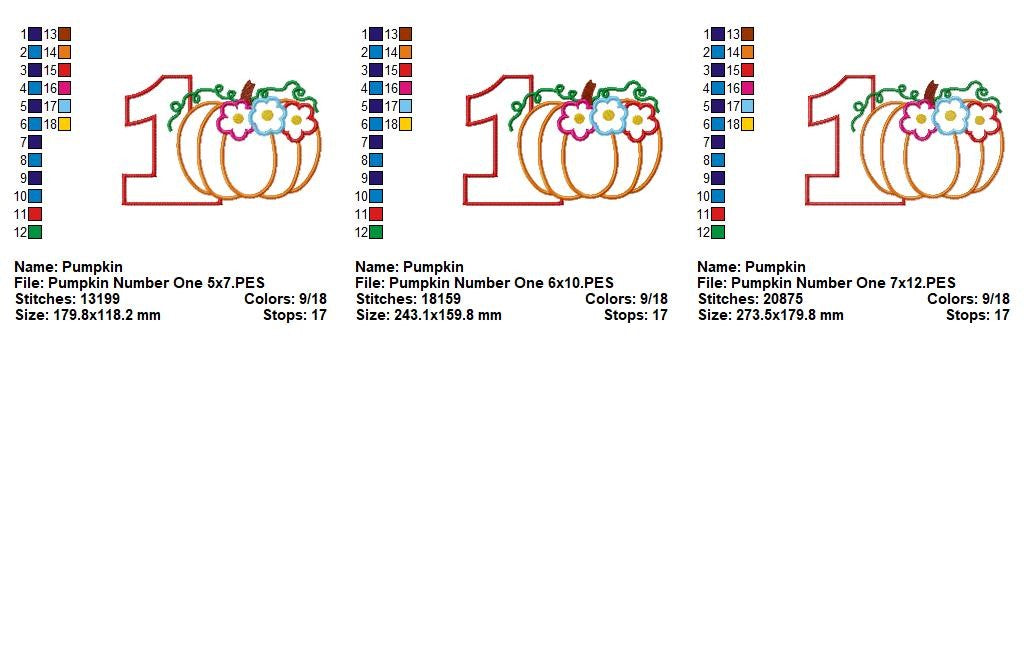Pumpkin Birthday One - Appliqué - Machine Embroidery Design