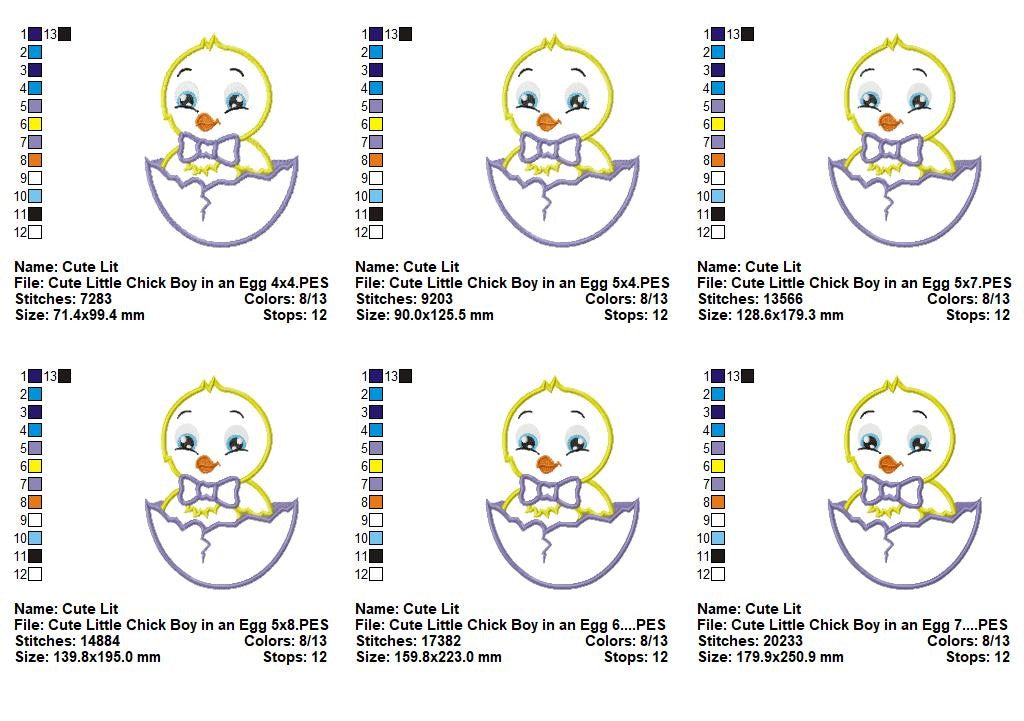 Cute Little Chick Boy in Egg – Appliqué – Machine Embroidery Design