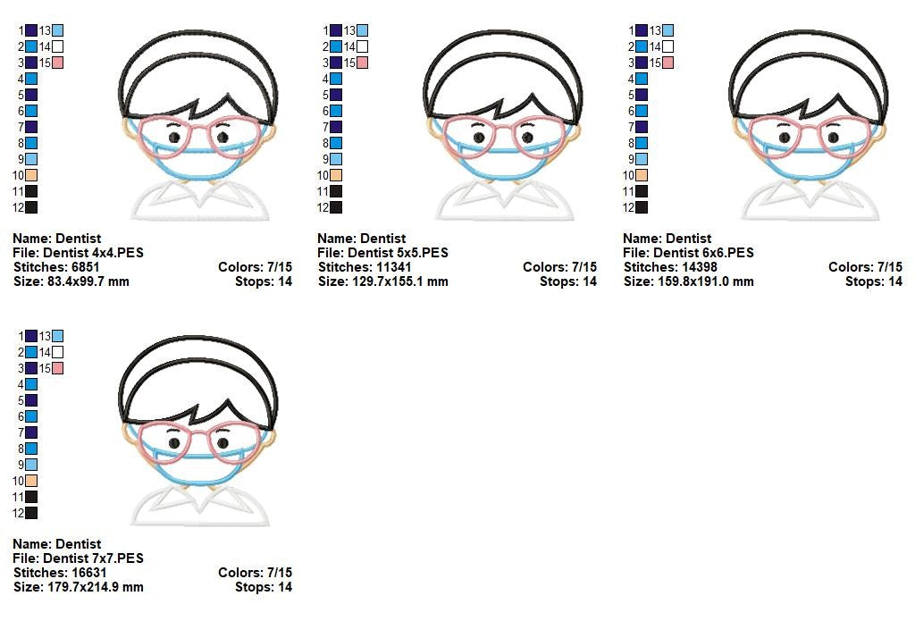Cute Dentist Girl - Appliqué - Machine Embroidery Design