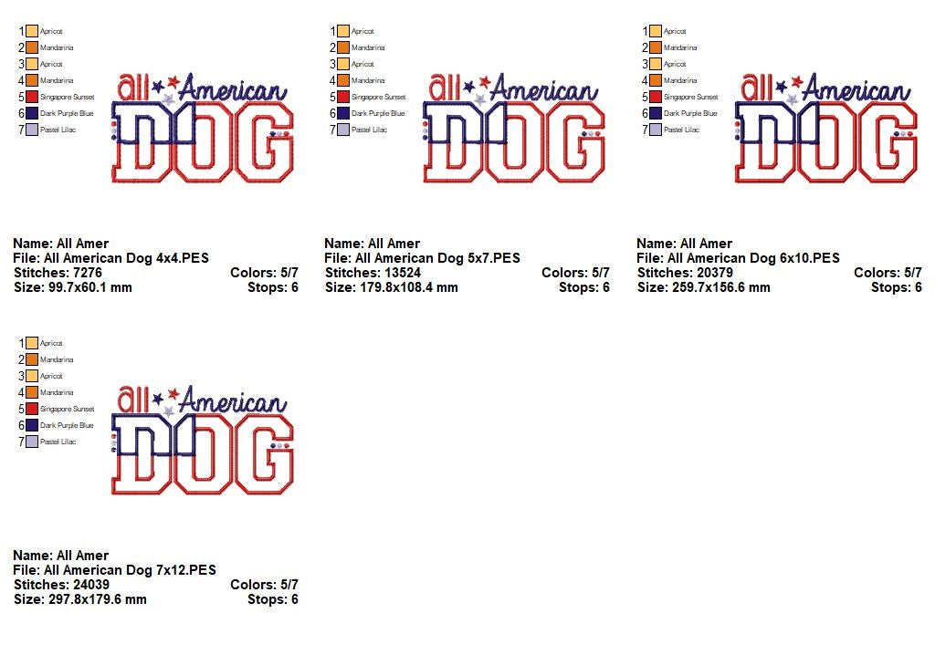 All American Dog & Cat – Appliqué – Machine Embroidery Design