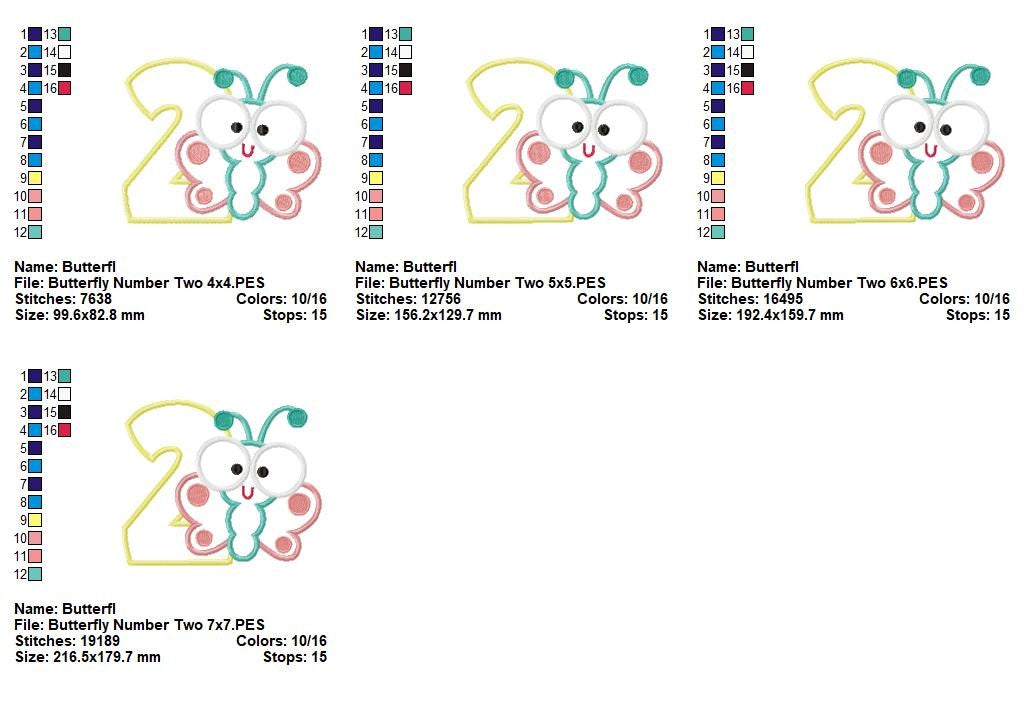 Butterfly Number Two – Applique Stitch – Machine Embroidery Design