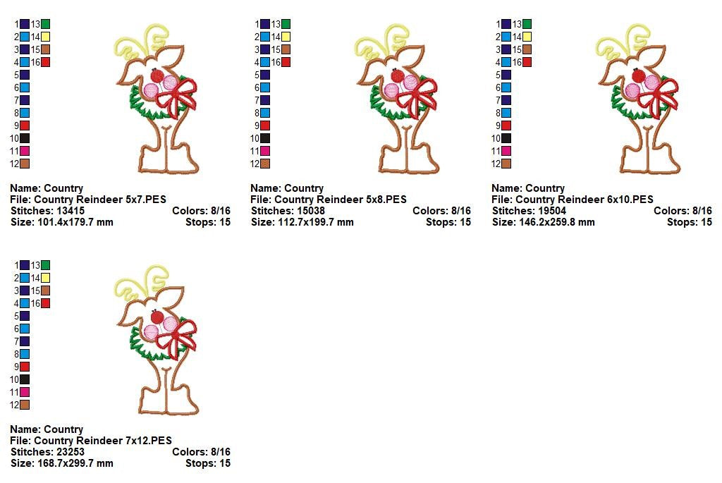 Cute Christmas Reindeer 🎄 – Appliqué – Machine Embroidery Design