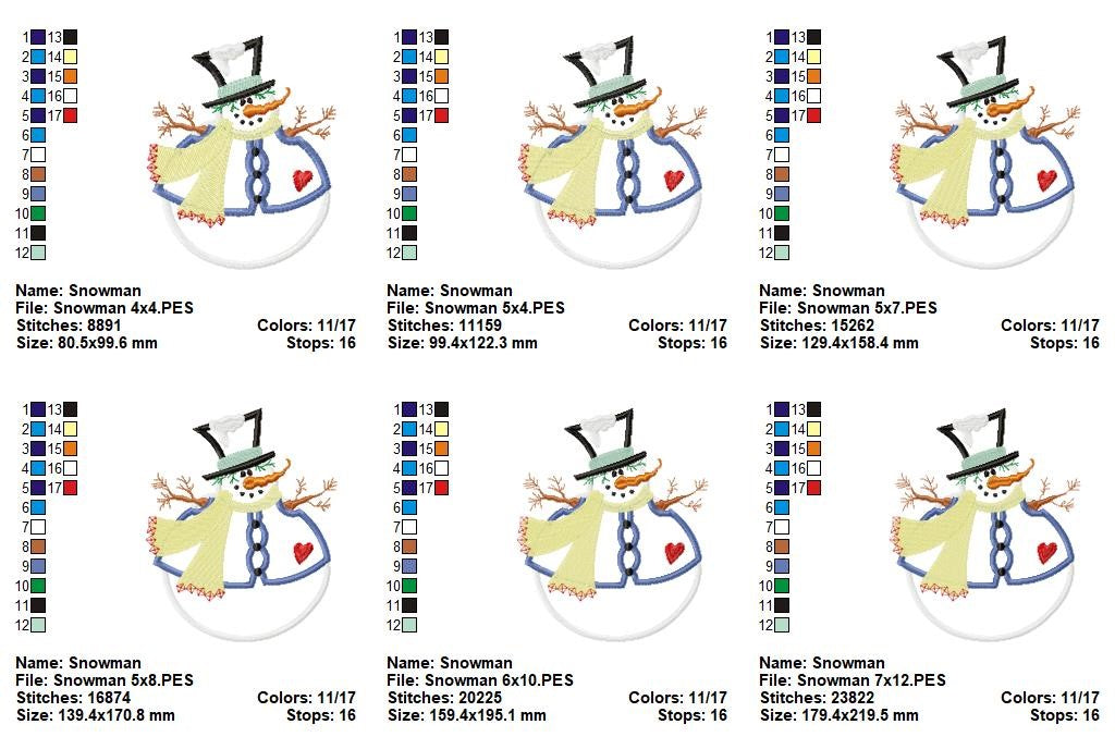 Snowman Christmas – Applique - Machine Embroidery Design